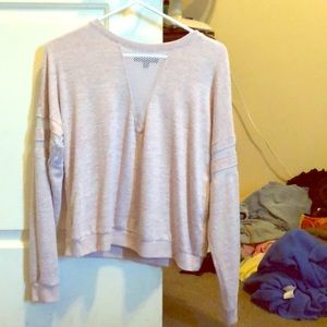 New Bright Pink Mesh Sweater Shirt